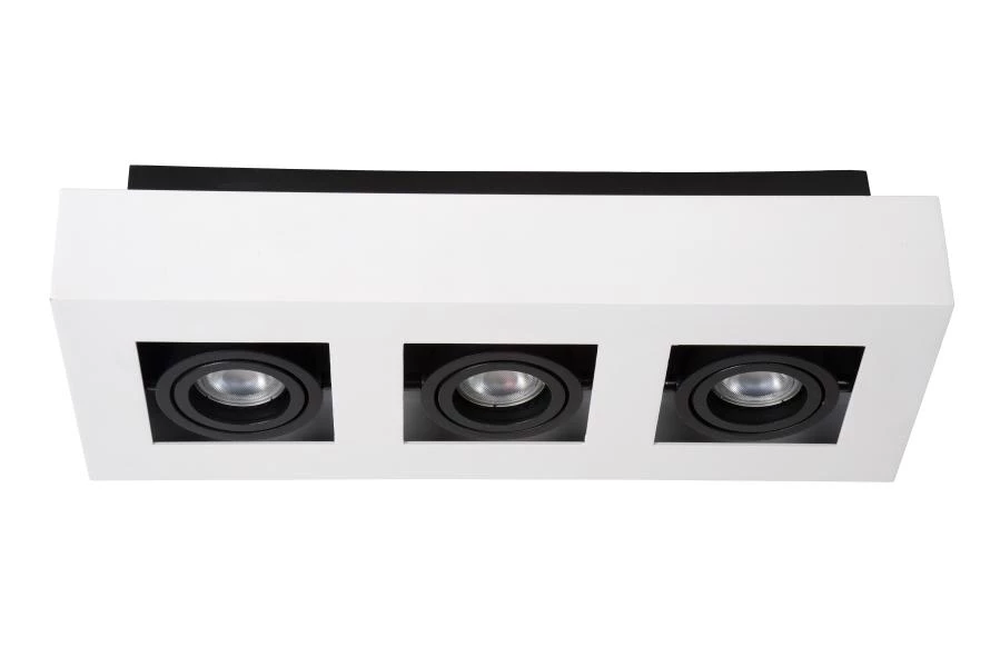 Lucide XIRAX - Plafondspot - LED Dim to warm - GU10 - 3x5W 2200K/3000K - Wit - uitgezet